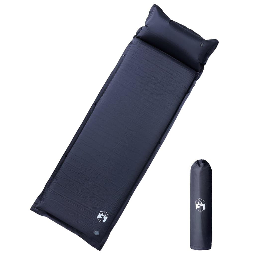 Colchoneta autoinflable con cojín gris para senderismo, playa, viaje, tienda de campaña