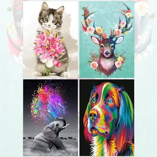 DAERLE Peinture Diamant Forme Spéciale, 5D Diamond Painting Chat Coloré
