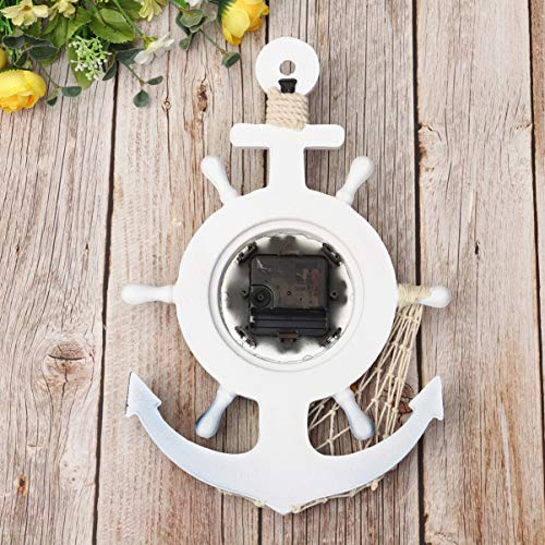 Winomo Nautical Wall Clock Mediterranean Style Anchor Clock Sea Theme Sailboat Steering Wheel Helm Decoration Wall Clock For Hanging Ornament Shelf Stand Wall Mounted (Sailboat Style) Beach Clock #TOP7