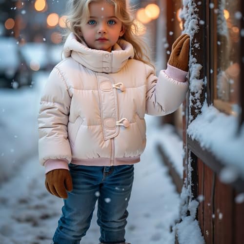 Xiaojmake Kids Boy Girl Winter Hoodie Down Coat Warm Puffer Jackets Toddler Hooded Full Zip Padded Coats Light Outwear 5-14T3