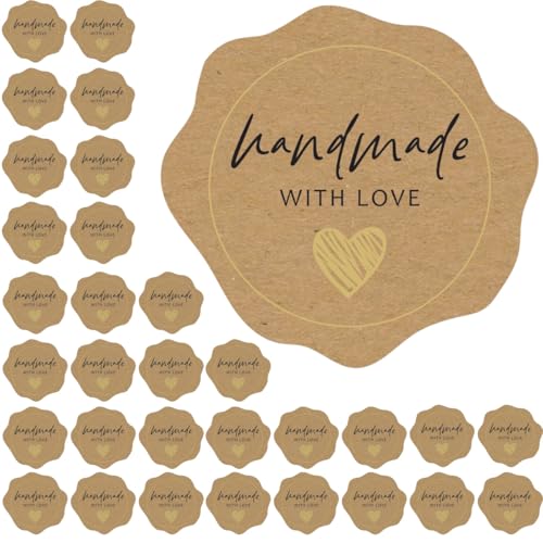 300 Made with Love Stickers1.75 with Gold Foil - for Small Business Owners, Handmade Goods, Bakery, Cookies, Cake Boxes, Bread, Chocolate Boxes, and Other Home Goods