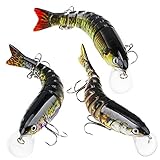 Jingleer 3 Stück Kunstköder Köder Angelköder Multi Gelenkartigen Wobbler Swimbait Jerkbait Bass Köder Angelgerät zum Angeln auf Raubfische Gummifische für Hecht Barsch Zander Angeln Köder