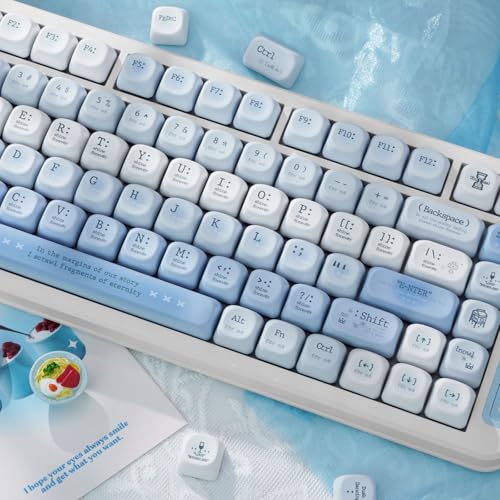 Image of PBT Keycaps Romantic Haze Blue 120 Keys Key Cap for Cherry MX