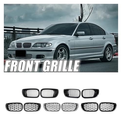 Grilles supérieures de calandre avant en ligne unique pour BMW E46 2002-2004 - 2