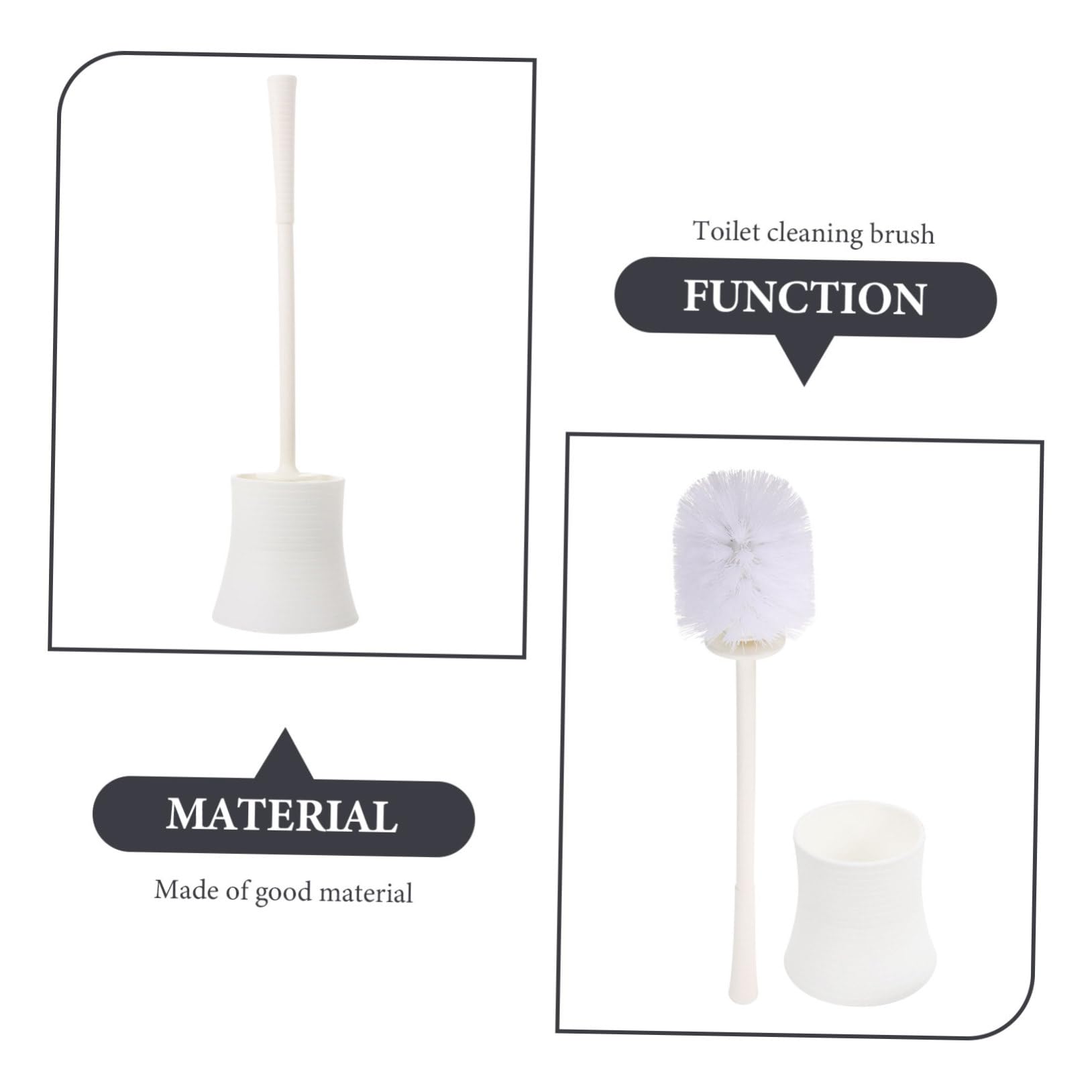 Zerodeko 2piezas Escobilla De Inodoro con Mango y Base Antideslizante para Baños Cepillo De Limpieza WC Higiénico y Duradero