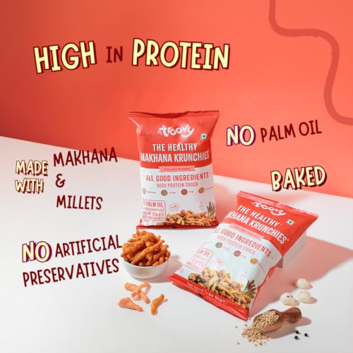 Image of Troovy Healthy Makhana Krunchies (Pack of 3)| Natural Ingredients, Made with Makhana, Jowar, Chana Dal, Soy Protein, Ragi & Quinoa | Baked Snacks | 70gm x 3