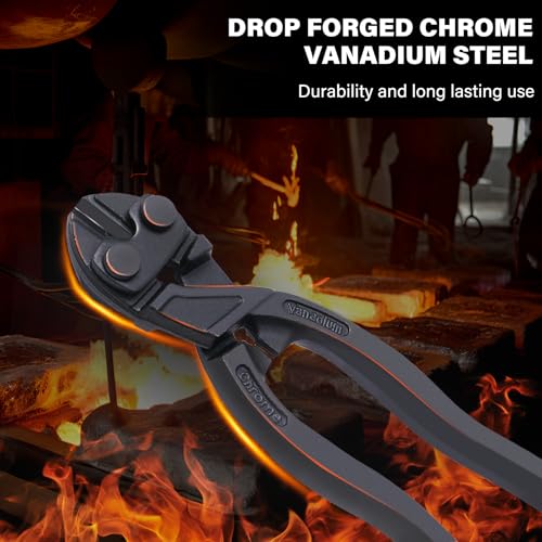 Image of HAUTMEC 8 Inch Mini Bolt Cutters, High Leverage Diagonal Cutting Pliers with 20 Angled Head, CRV Steel Nail Puller Pliers Tool for Pulling or Cutting Nails, Small Bolts and Wires, HT0468