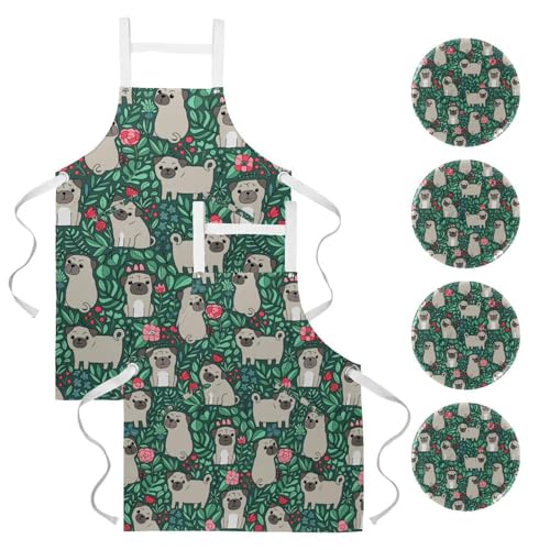 Lot de 2 tabliers de cuisine ajustables pour restaurant bistrot et nettoyage de maison
