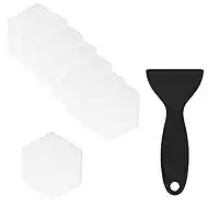 24 PCS Clear Non Slip Bathtub Stickers, Hexagon Anti Slip Shower Treads with Scraper, Secure Bath Grips & Decals for Kids and Elderly, Waterproof Tape for Tub, Stairs & Pools