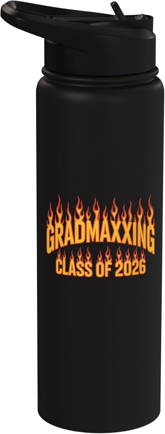 Gradmaxxing Graduation Class of 2026 Senior Funny Grad Stainless Steel Insulated Water Bottle