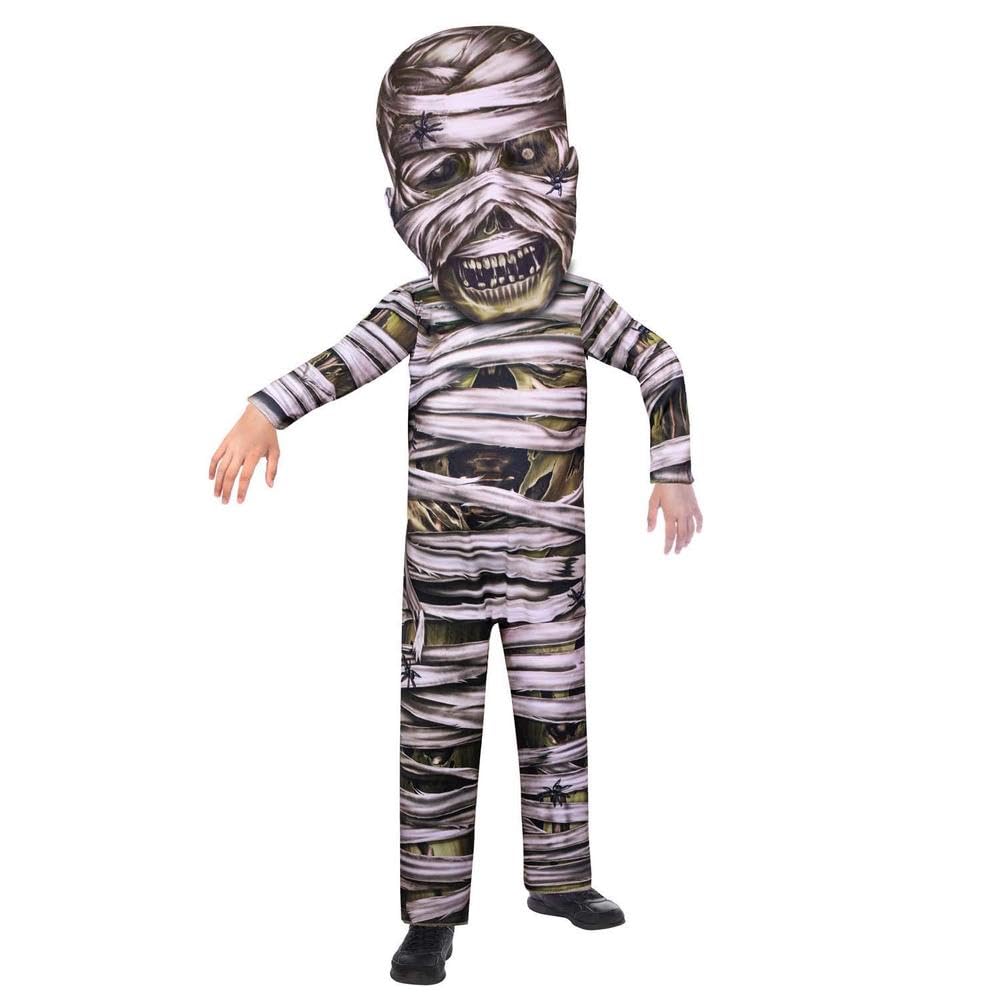 amscan 9907135 - Unisex Kids Zombie Mummy Big Head Jumpsuit Boys Halloween Fancy Dress Costume Age: 6-8 Years