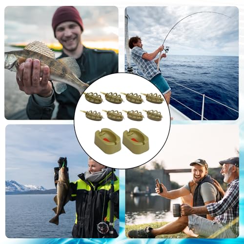 Snyvpra Method Feeder Set 8X Futterkorb Angeln mit Köderformer - 15g 20g 25g 30g 35g 40g 50g 60g Flat Method Feeder Karpfenangeln Zubehör, Angelausrüstung