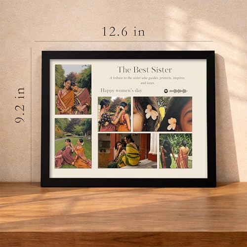 Image of Customized Photo Frame Wall Decor Spotify Gift For Sister Mother Wife Girlfriend and Friend, Personalized Women's Day and Mothers Day Photo Frame Gift For Home Living room Bedroom 23x32 cm