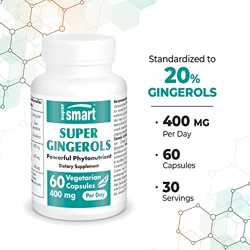 Supersmart - Super Gingerols 400Mg Per Day - Ginger Root Extract Supplement (20% Gingerol) - Digestive Health - Stomach Relief | Non-Gmo & Gluten Free - 60 Vegetarian Capsules #TOP3