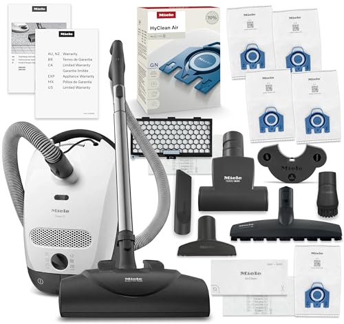 Image of Miele Classic C1 Cat & Dog Canister Vacuum Cleaner with SEB228 Electro Plus Floorhead + Parquet-3 Floorhead Bundle - Includes GN Bag Pack - 4 Genuine FilterBags + AirClean Filter and Pre-Motor Filter