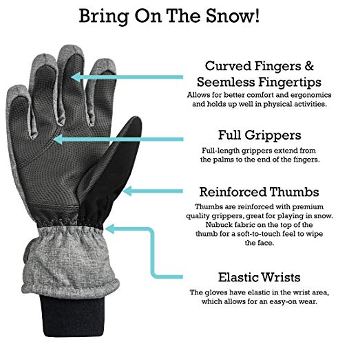 Image of N'Ice Caps Kids Waterproof Winter Thinsulate Warm Gloves | Boys and Girls Snow Ski Gloves with Durable Grippers on Palms, Fingers and Thumbs, 3M Insulation Ideal for Cold Weather
