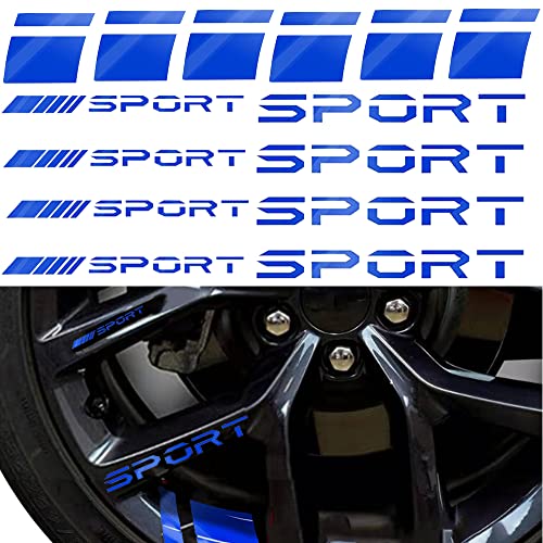 Image of Pincuttee 14pcs Car Decal Stickers,Wheel Rim Decal Sticker,Sport Logo Reflective Stickers,Sport Emblem Car Rear Bumper Sticker,Rear Mirror Decals for All Vehicles(Blue,14PCS)