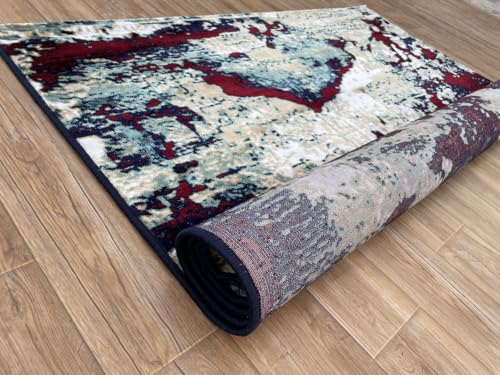 Image of Modern 2x5 Feet (60x150 CM) Silk Touch Carpet for Hallway Bedroom | Washable Anti-Skid | Multicolor Mandala Pattern | Stain-Resistant Floor Rug for Bedside Hallway