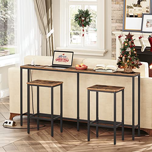 Alloswell Console Table With Power Outlet, 63" Narrow Sofa Table, Industrial Entryway Table With Usb Ports, Behind Couch Table For Entryway, Hallway, Foyer, Living Room, Bedroom Cthr16E01 #TOP1