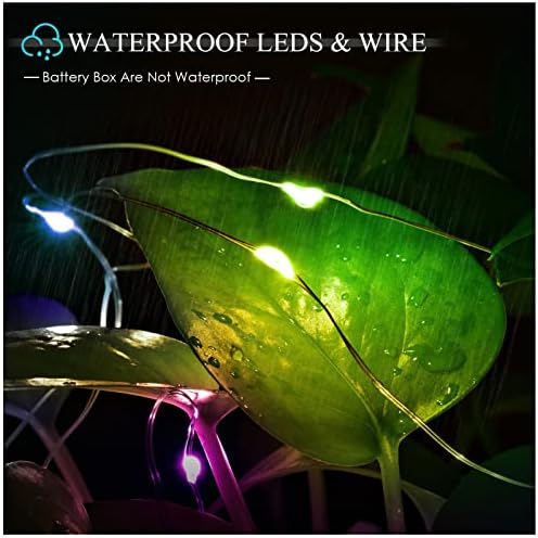 BROTOU 15 Pack LED String Lights, Battery Operated LED Fairy Lights Waterproof Silver Copper Wire 2M 20 Led Firefly Starry Lights for DIY Wedding Party Christmas Halloween Bar Club Hotels (Multicolor)