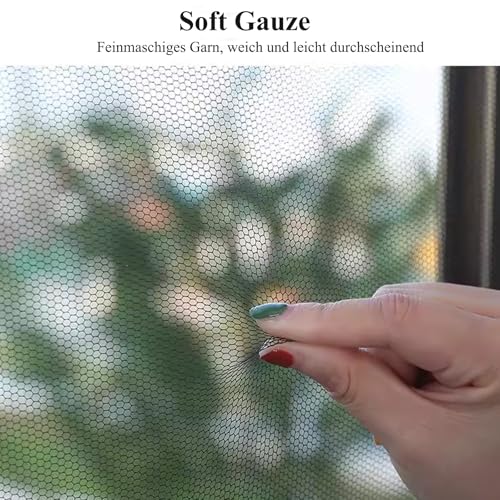 Fliegengitter Fenster, 130 x 150cm Klettverschluss Insektenschutz Fenster mit Umlaufendem Selbstklebendem, DIY Moskitonetz Fenster Mückengitter, Schwarz Netz