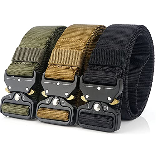 mingzhe Cinto de malha de lona masculina ajustável de liberação rápida de metal com fivela de tecido