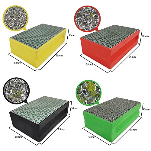 NBB Diamond Sanding/Polishing Pad Diamond Hand Buffing Pad Sanding Block with Foam Sponge Backing for Buffing/Grinding Sharp Edges and Plane of Granite Marble Stone Glass Ceramic(60/120/200/400#H) - Image 2