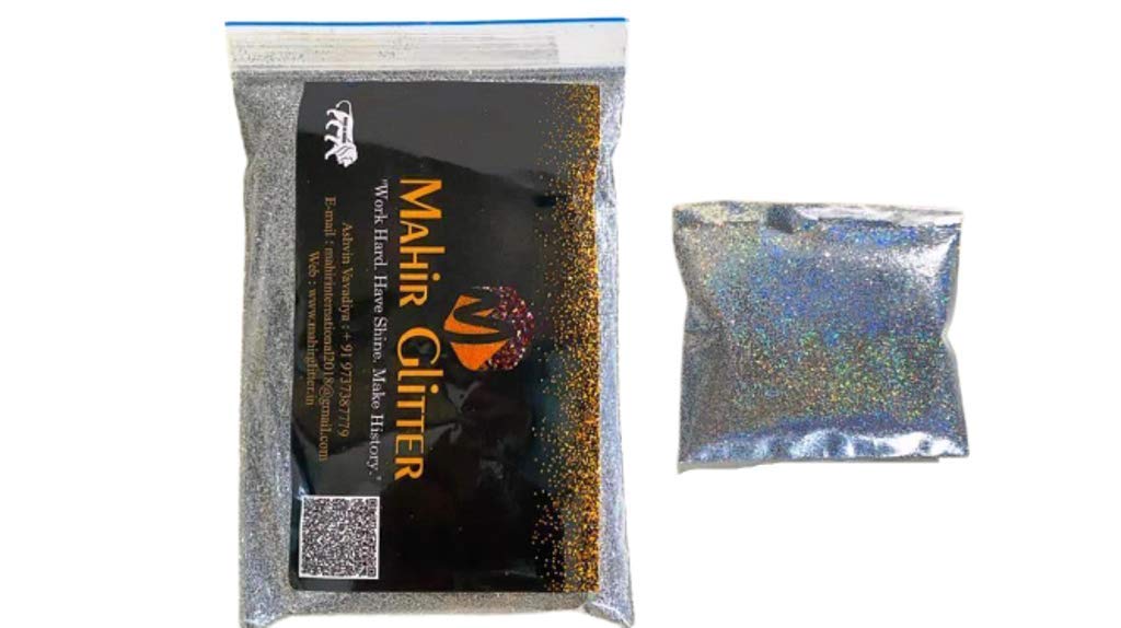 Mahir Glitter Supreme Quality Art & Craft Glitter & Nail Art Glitter (Sparkling Silver 100 Gm Pack & Silver Holographics 20 Gm Pack)