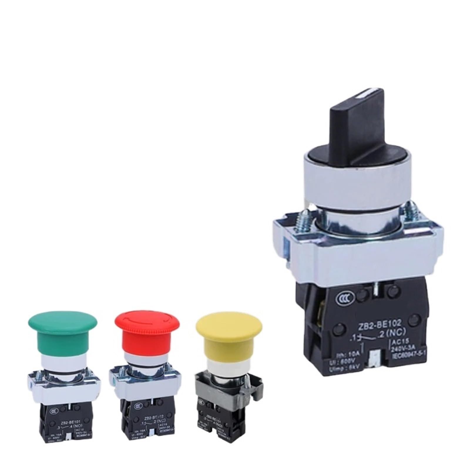 22 mm 10 A XB2 Momentary Reset wyłącznik ciśnieniowy NO NC Power Start Stop klucz obrotowy okrągły, płaski, 1 sztuka (Y Mushroom 1NO)