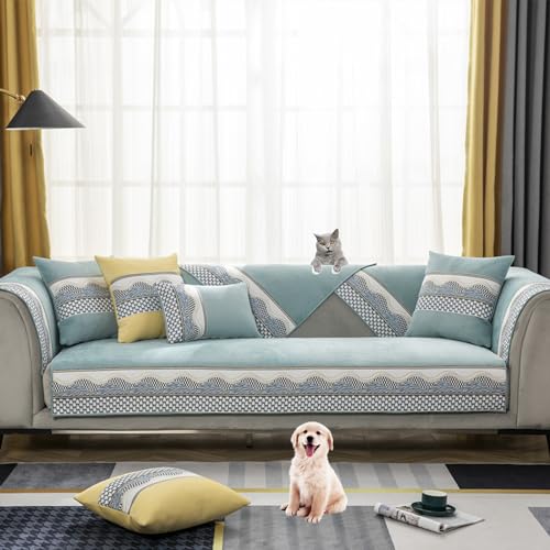 Housse canapé sectionnelle velours lavable pour protéger contre les taches - 2