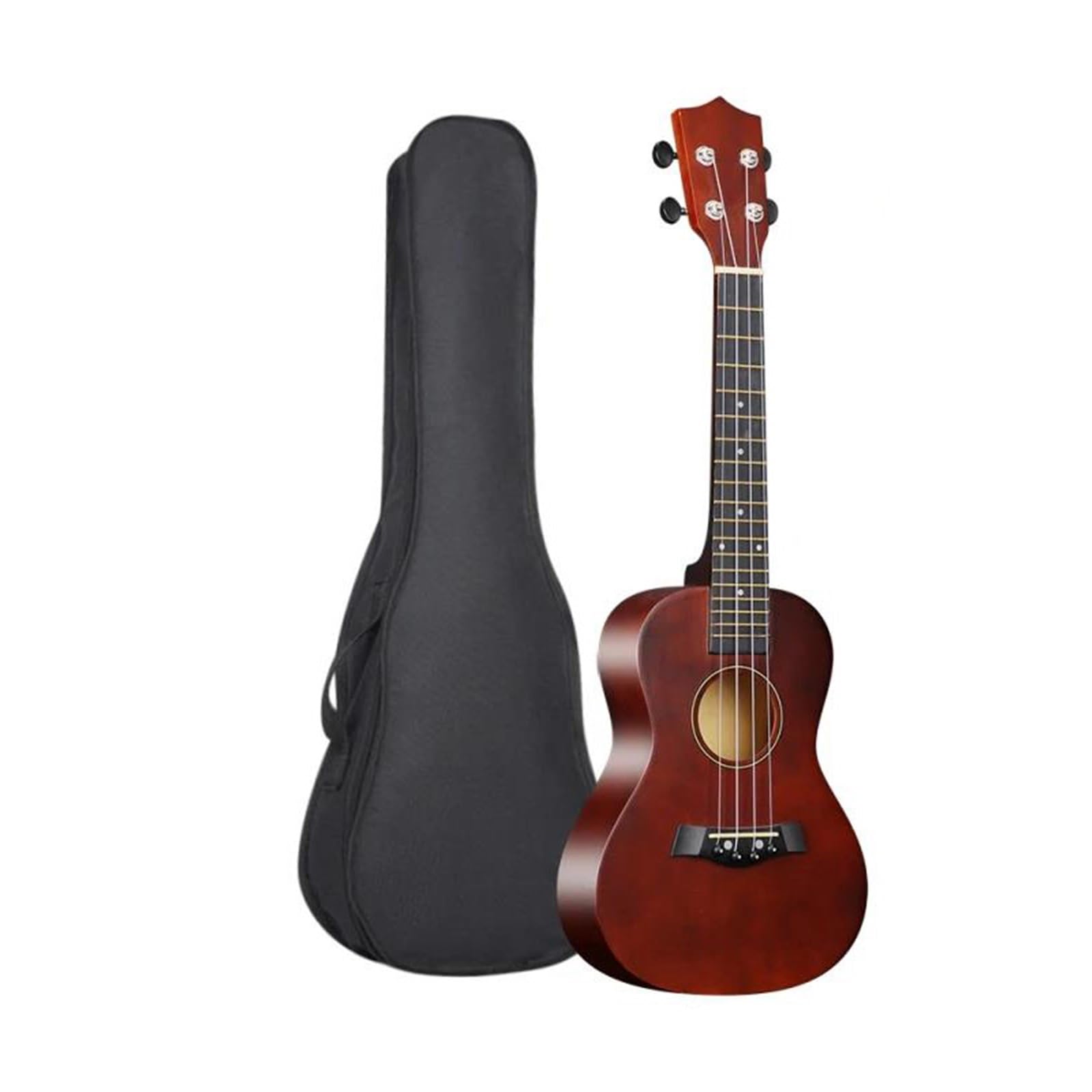 Ukulele Musikinstrumente 23 Zoll Akustik Ukulelen Set Mit Tasche Saiten Gurt Steg Nadel Kapodaster Plektrum Stimmgerät Komplett Aus Lindenholz Für Anfänger(Coffee)