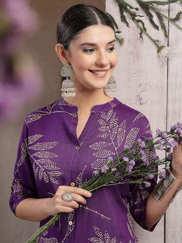 Image of Stylum Women's Floral Printed Rayon A-Line Kurta