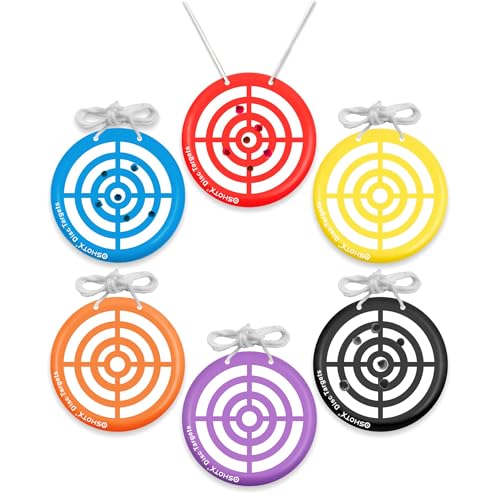 OSHOTX Shooting Targets Discs - 6 Pack Shatterproof Plastic Disc Target for Range Reuse - Adhesive Splatter Target Paper, Perfect for Indoor and Outdoor