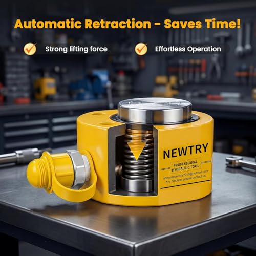 Image of NEWTRY 50 ton Low Profile Hydraulic Ram Jack + Hand Pump Stoke 16mm(0. 63inch) Mini Protable Hydraulic Cylinder Industrial Super Thin Lifting Jack