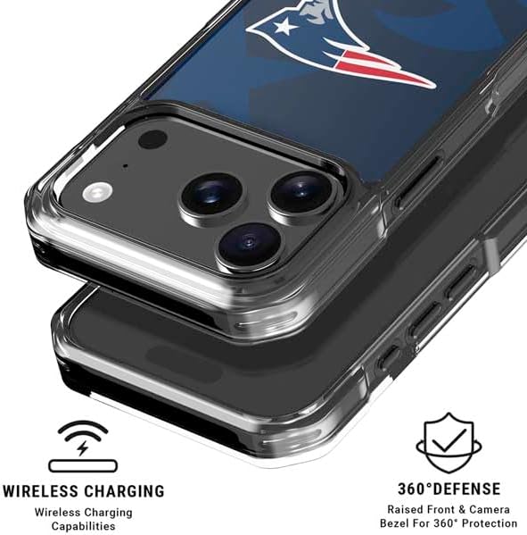 Skinit Clear Phone Case Compatible with iPhone 17 Pro Max - Officially Licensed NFL New England Patriots Double Vision Design