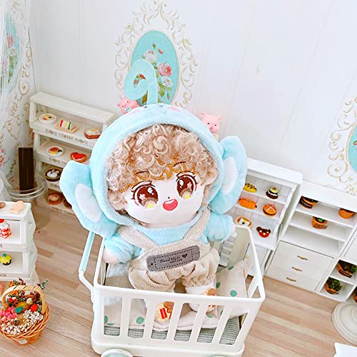 niannyyhouse Elephant Suit Dress Up Hoodie Corduroy Overalls Shoes 7.8in(20cm)Plush Doll Stuffed Figures Toys Clothes Accessories (Blue) - Image 3