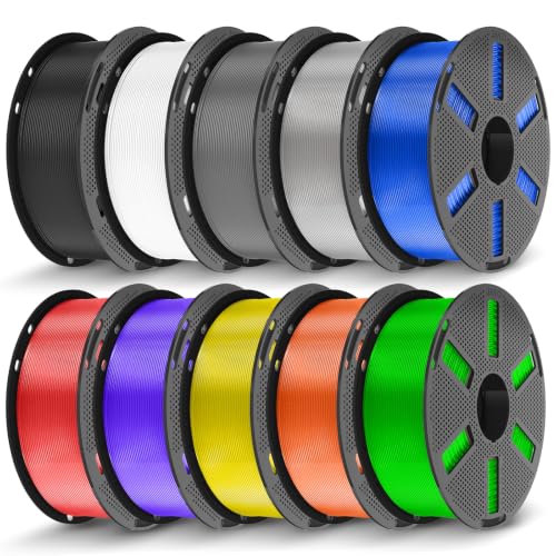 Image of JAYO PLA 3D Printer Filament Bundle 1.75mm 10-Pack 11kg Reusable Spool | Black, White, Gray, Transparent and 6 Transparent Colors, ±0.02mm Accuracy, Vacuum Sealed