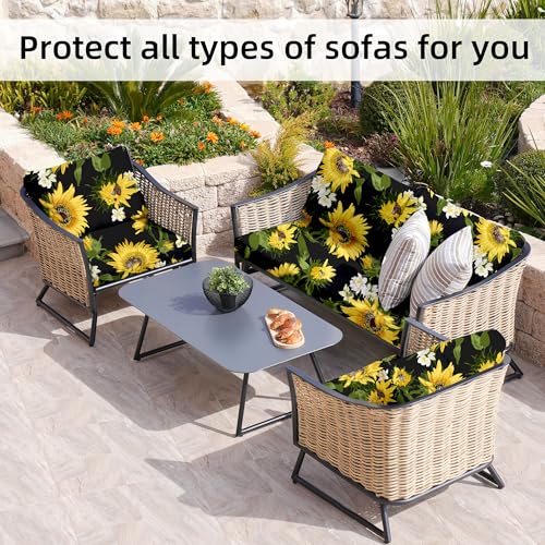Image of 8Pcs Stretch Patio Cushion Covers,Outdoor Couch Covers Replacement,Outdoor Couch & Sofa Slipcovers,for Patio Furniture Cushion Covers,Washable Reusable Furniture Protector(Sunflower,Cover Only)