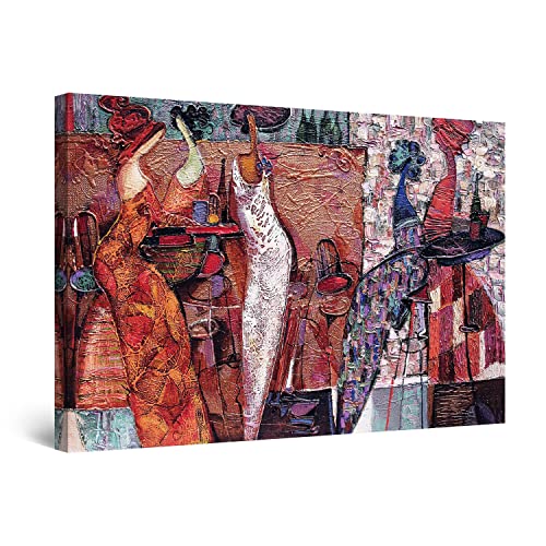 Startonight Impression Sur Toile Lumineux Peinture Femmes Africaines, Tableau Abstrait Encadrée - Decoration Murale Salon Moderne - Image sur Toile - 60 x 90...