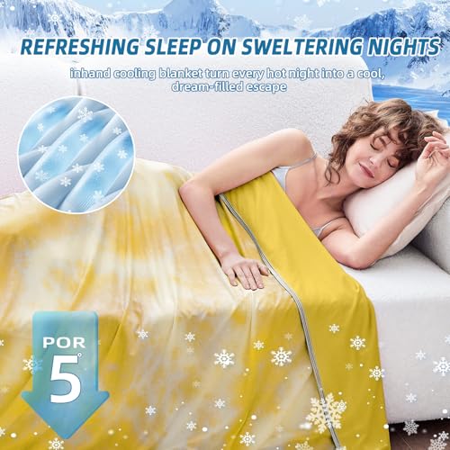 Image of inhand Cooling Throw Blanket (50 inchx60 inch), Cooling Blankets for Hot Sleepers, Absorbs Heat to Keep Adults Cool for Summer Nights Sweats, Thin Cold Lightweight Blanket for Couch Bed, Ginger Yellow