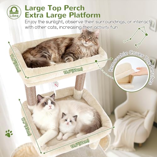 Image of Globlazer Heavy Duty Cat Tree 78 inch Sturdy Cat Tower for 20lbs Large Adult Cats, Symmetrical Aesthetic Big Cat Tree with Extra Large Platform, 2 Scratching Boards, Z78, Beige
