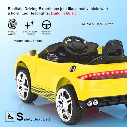 Image of Little Rides Battery Operated Car for Kids, Ride on Toy Car with Music & Light | Baby Big Jeep Rechargeable Battery | Kids to Drive 1 to 5 Years Boy Girl (Yellow)