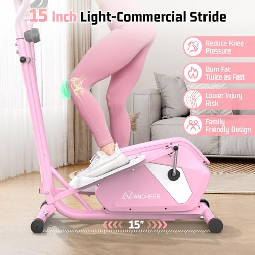 Image of ANCHEER Elliptical Exercise Machine, Elliptical Machine for Home with Ultra-Smooth Magnetic Drive, Elliptical Trainer with 14 Levels Resistance & Pulse Sensor, LCD Monitor, Device Holder, 15 inch Stride