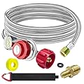 12 FT Propane Hose with Regulator for propane tank,0-30PSI Adjustable High Pressure Propane Regulator with Gauge 0~60PSI Gas Flow Indicator, with 1/8 MNPT Fitting for LP Gas Cooker Burner Turkey Fryer