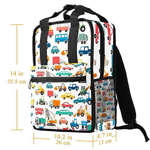 Sac à dos pour garçons avec bretelles réglables motif voitures dessin animé