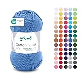 Gründl Wolle Cotton Quick uni - dünne Wolle zum Häkeln - Strickgarn - Häkelgarn - Glänzend und hautfreundlich - 100% Baumwolle - 1 Knäuel 50 g / 125 m - Nadelstärke 3-4 - ozean