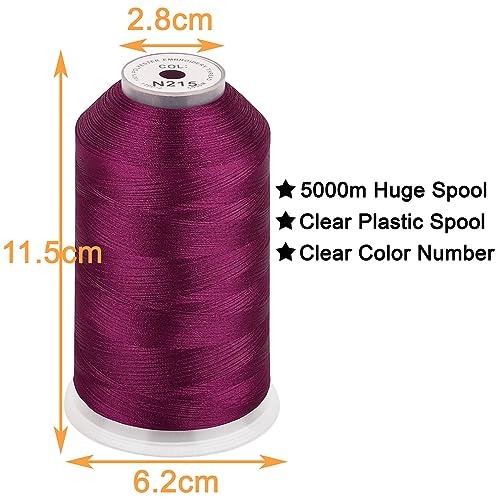 Image of New brothread - Single Huge Spool 5000M Each Polyester Embroidery Machine Thread 40WT for Commercial and Domestic Machines - Wine Red(Janome Color)