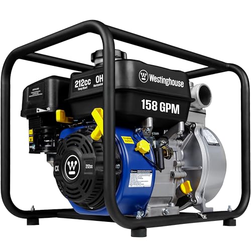 Westinghouse 2-inch Gas Powered Semi Trash Water Pump, 4-Stroke Engine, 158 GPM with Up to 91ft Lift and 25ft Suction Lift