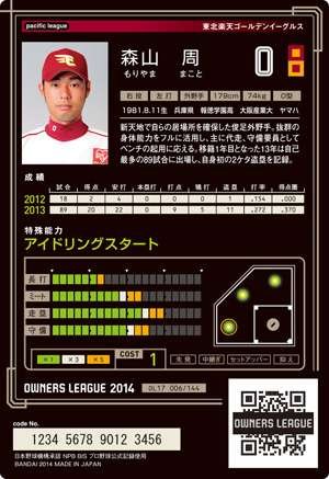 Amazon.co.jp: 2014オーナーズリーグ第1弾【楽天】 森山周 OL17-006