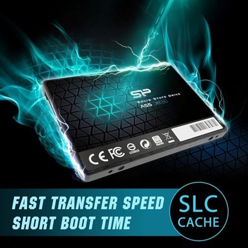 Silicon Power 1TB SSD 3D NAND A55 SLC Cache Performance Boost SATA III 2.5" 7mm (0.28") SSD Internal Solid State Drive (SU001TBSS3A55S25EC)